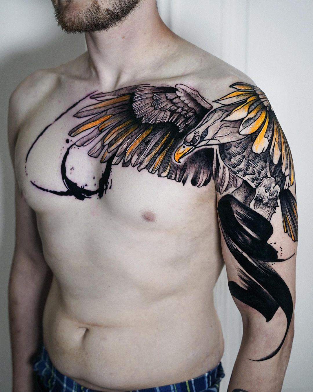 Bold Eagle Chest Tattoo • Tattoodo