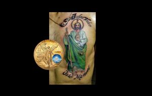San Judas Tadeo. Tatuajes de Calidad y Belleza Internacional. La Onza Tattoo 735 354 2676. Cuautla, Morelos, Mèxico.