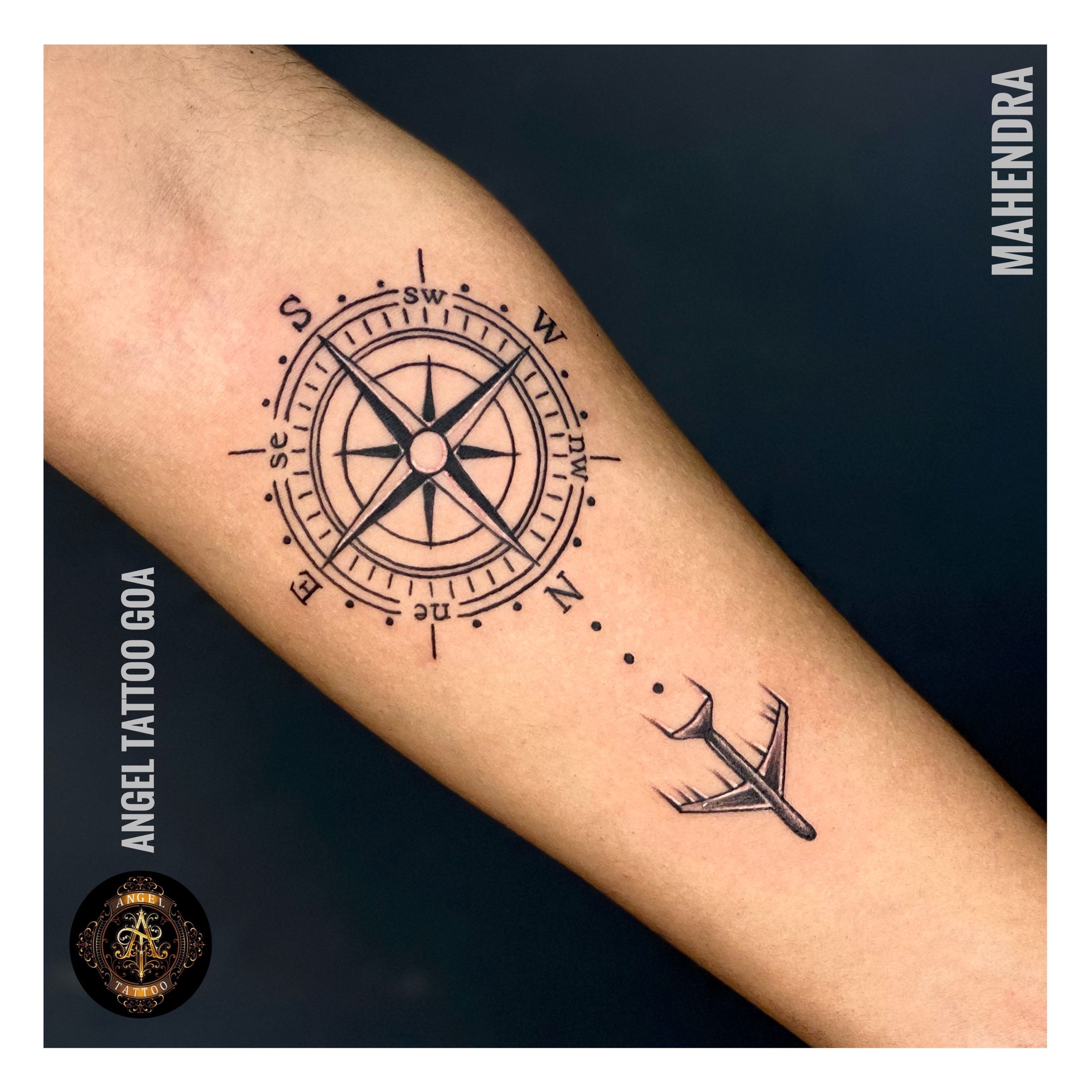 Compass with flight Tattoo Designs - Bob Tattoo Studio Are you looking for  best tattoo studio/shops in Bangalore? Or Excited to get inked… | Instagram