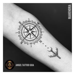 Compass Tattoo By Mahendra Dharoliya At Angel Tattoo Goa - Best Tattoo Artist in Goa - Best Tattoo Studio In Baga Goa - Best Tattoo Shop in Goa - Best Tattoo Studio in Goa - Best Tattoo Artist in Baga Goa