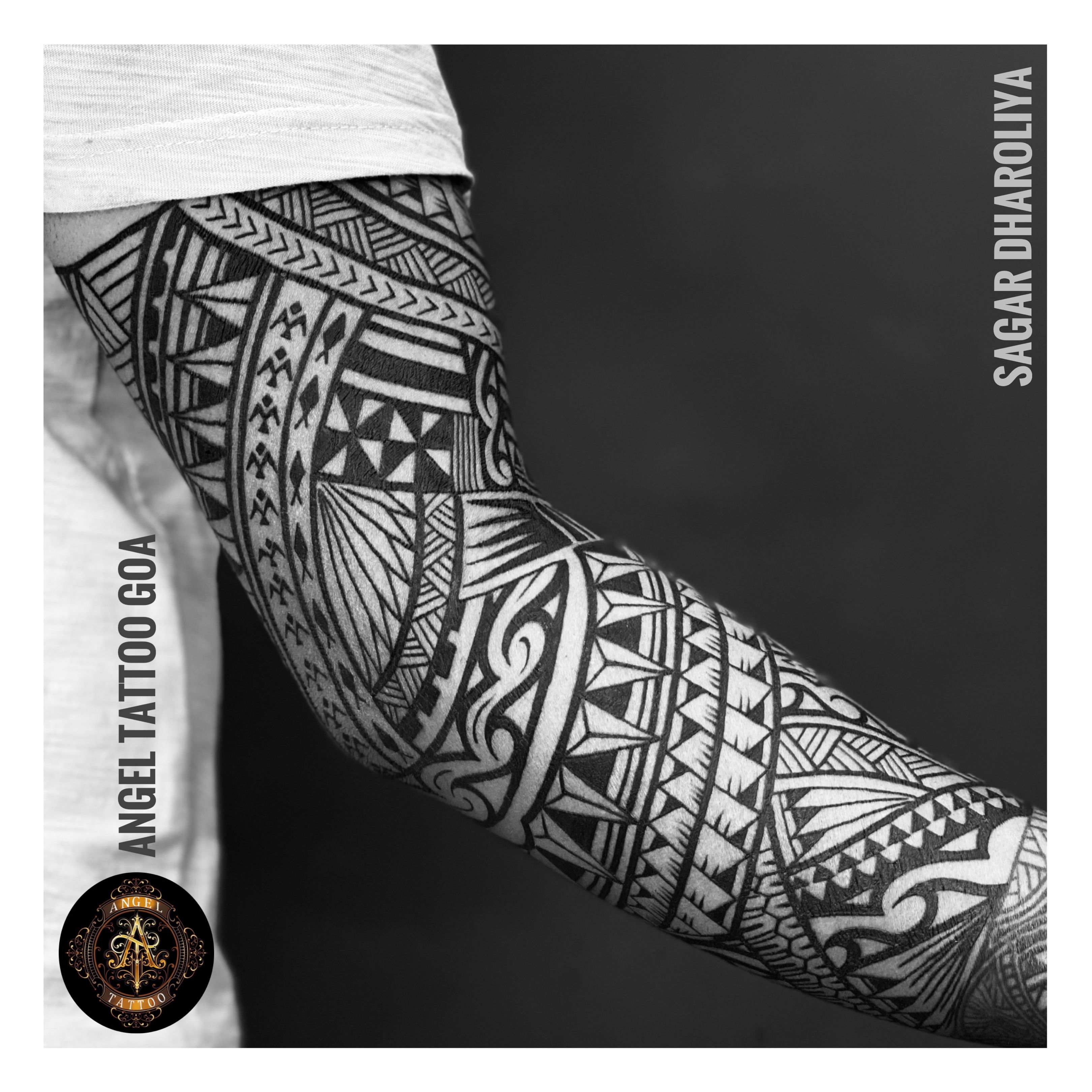 Maori polynesian tattoo border tribal sleeve seamless pattern vector with  sun face. Samoan bracelet tattoo design fore arm or foot. Armband tattoo  tribal. - Stock Image - Everypixel