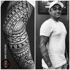 Full Sleeve Maori Tattoo By Sagar Dharoliya At Angel Tattoo Goa - Best Tattoo Artist in Goa - Best Tattoo Studio In Baga Goa - Best Tattoo Shop in Goa - Best Tattoo Studio in Goa - Best Tattoo Artist in Baga Goa