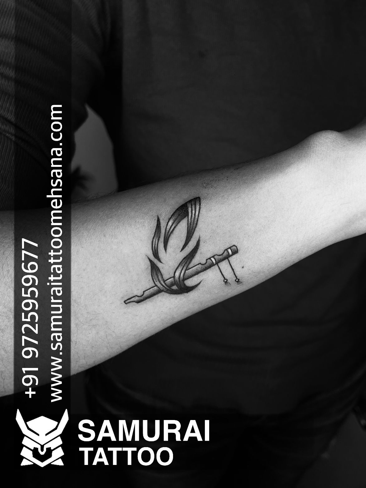 Tattoo uploaded by Vipul Chaudhary • flute with feather tattoo ...