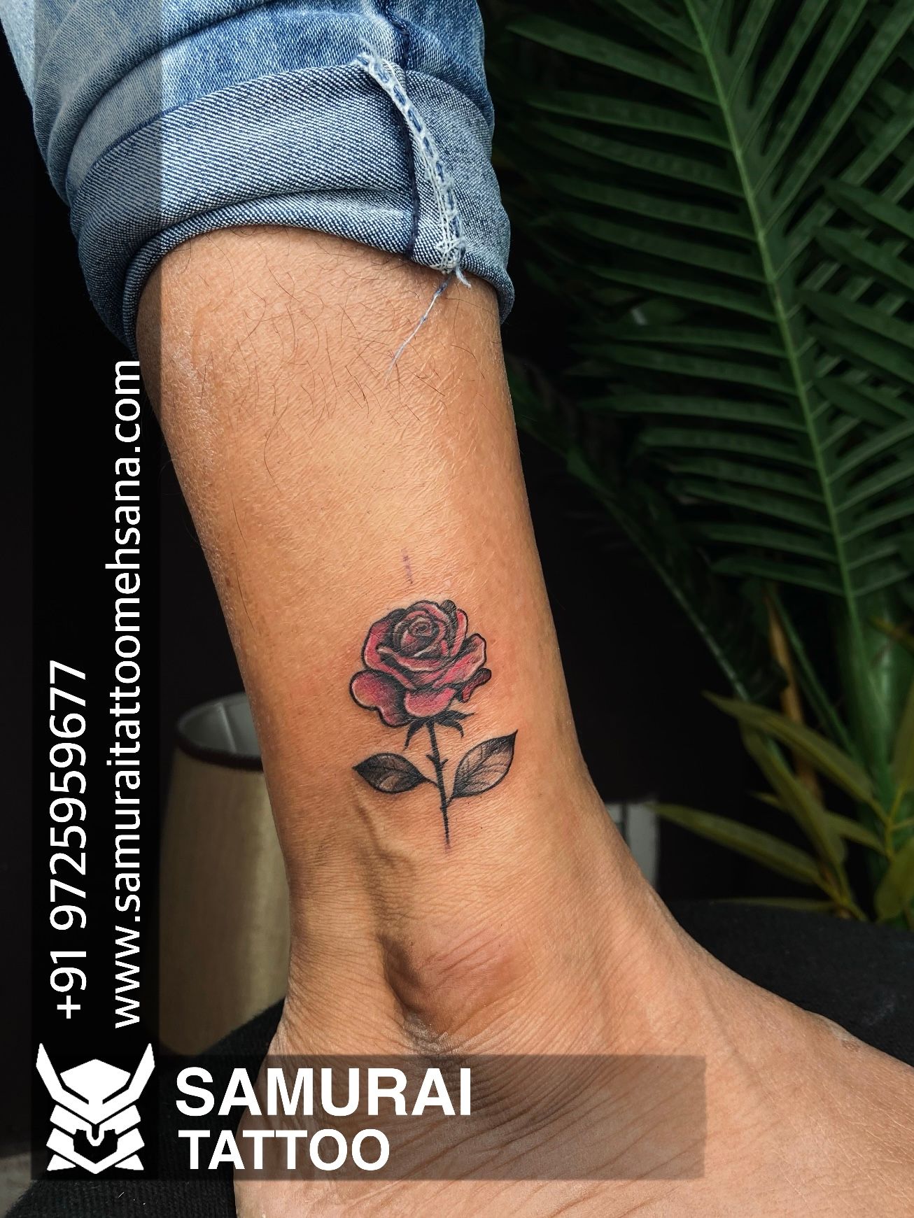 Roses Side Tattoo Black  Grey
