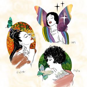 Flash sheet- beautiful women coexisting with their Aura visualized. 