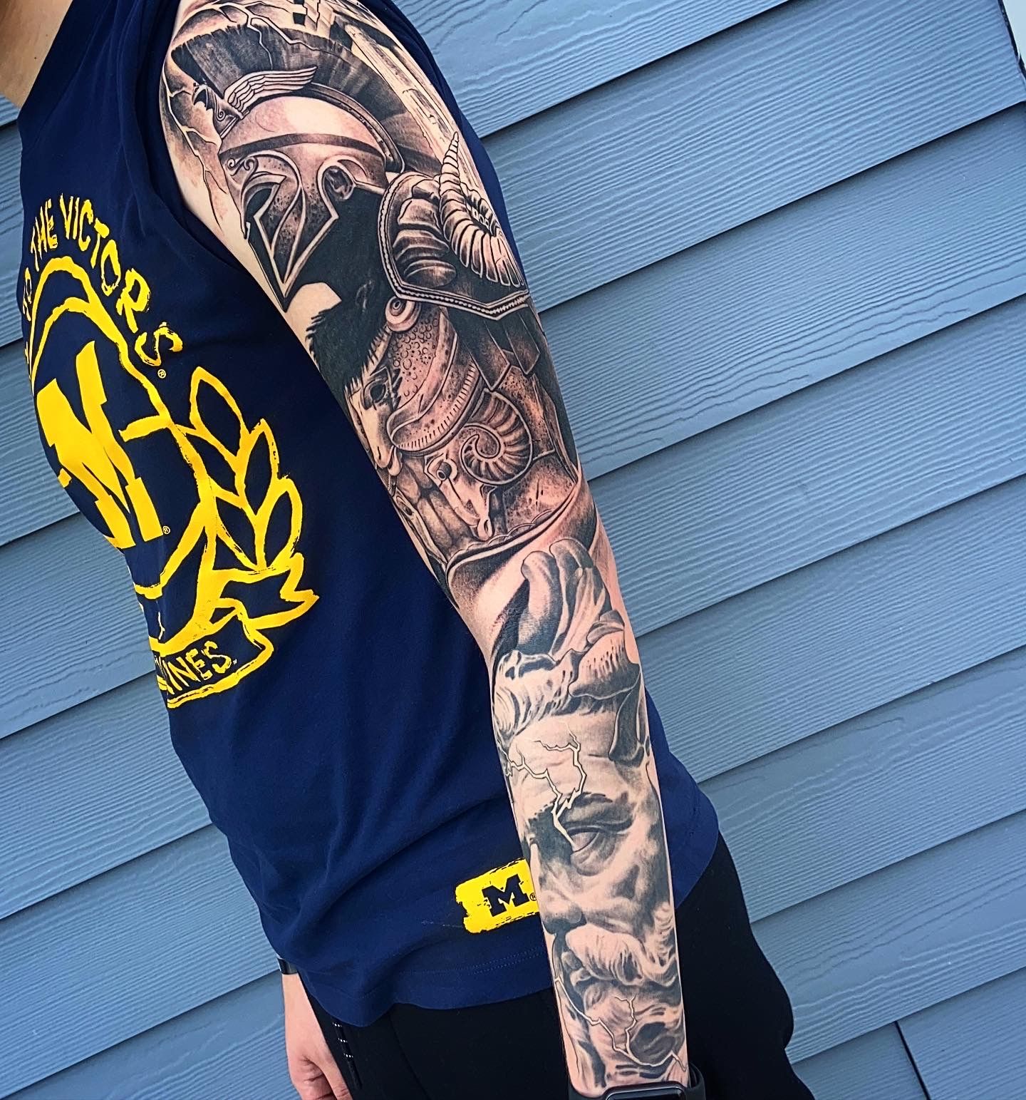 Spartan half sleeve by David - Sacred Steel Tattoo | Facebook
