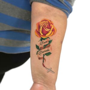 Beautiful lettered name by Daniel Verdysh creating a unique illustrative design on your forearm.
