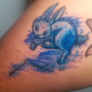 Get a playful new school rabbit design on your arm by the talented artist Inkcognito. Stand out with this unique illustrative piece.
