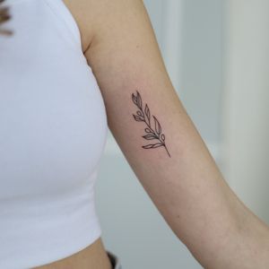 Nicole Ksiazek's blackwork tattoo of a beautiful flower on the upper arm, exuding detailed and artistic style.