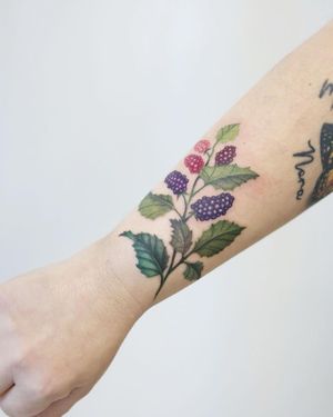 Get a vibrant and detailed fruit tattoo on your forearm by the talented artist Cerf. Stand out with this unique and colorful design!