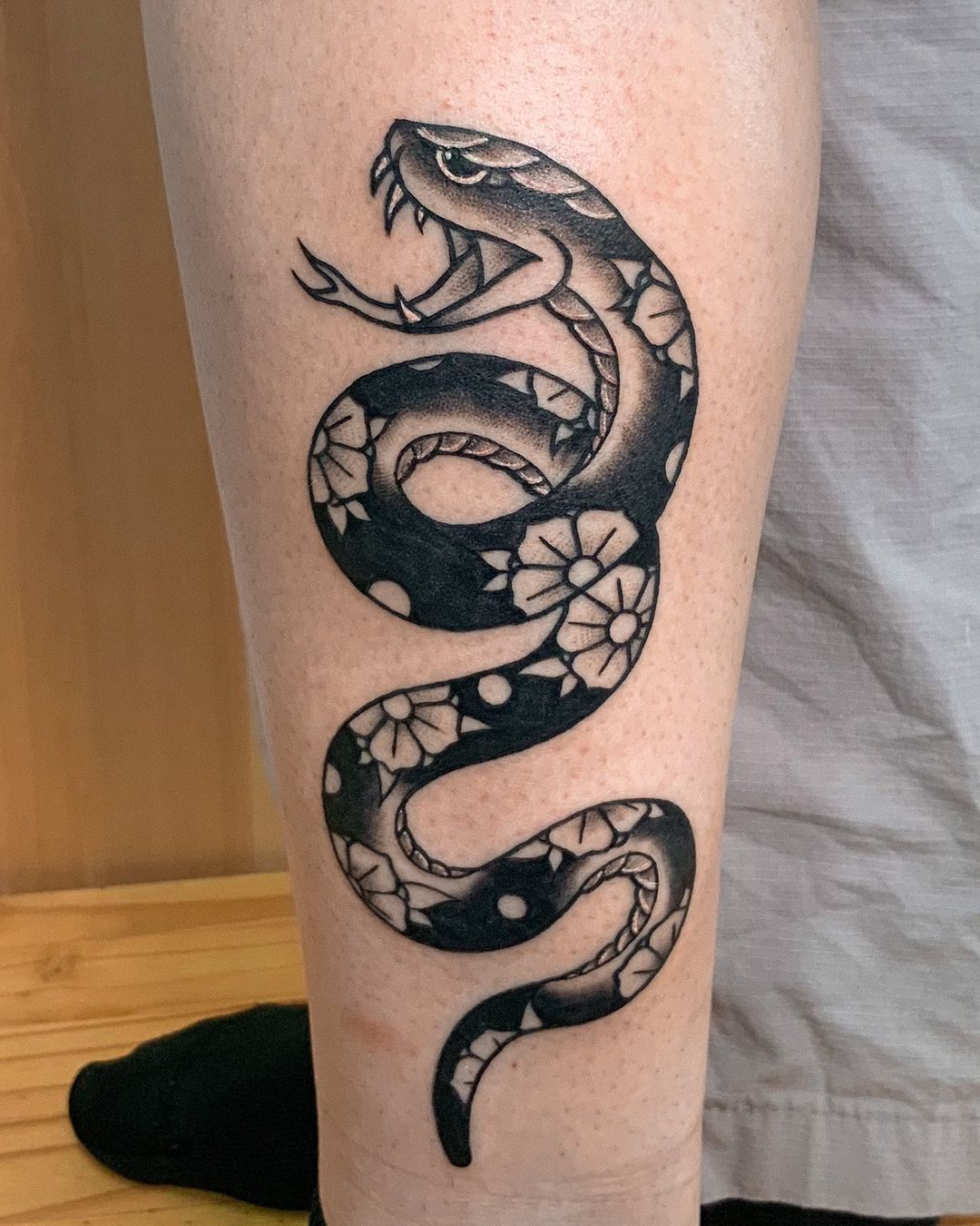 Snake (in progress) done by Christine McMullen at Emerald Rose Tattoo in  Buffalo NY : r/tattoos