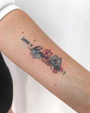 Get a stunning illustrative flower tattoo on your upper arm by the talented artist Cerf. Perfect for adding a touch of natural beauty to your body art collection.