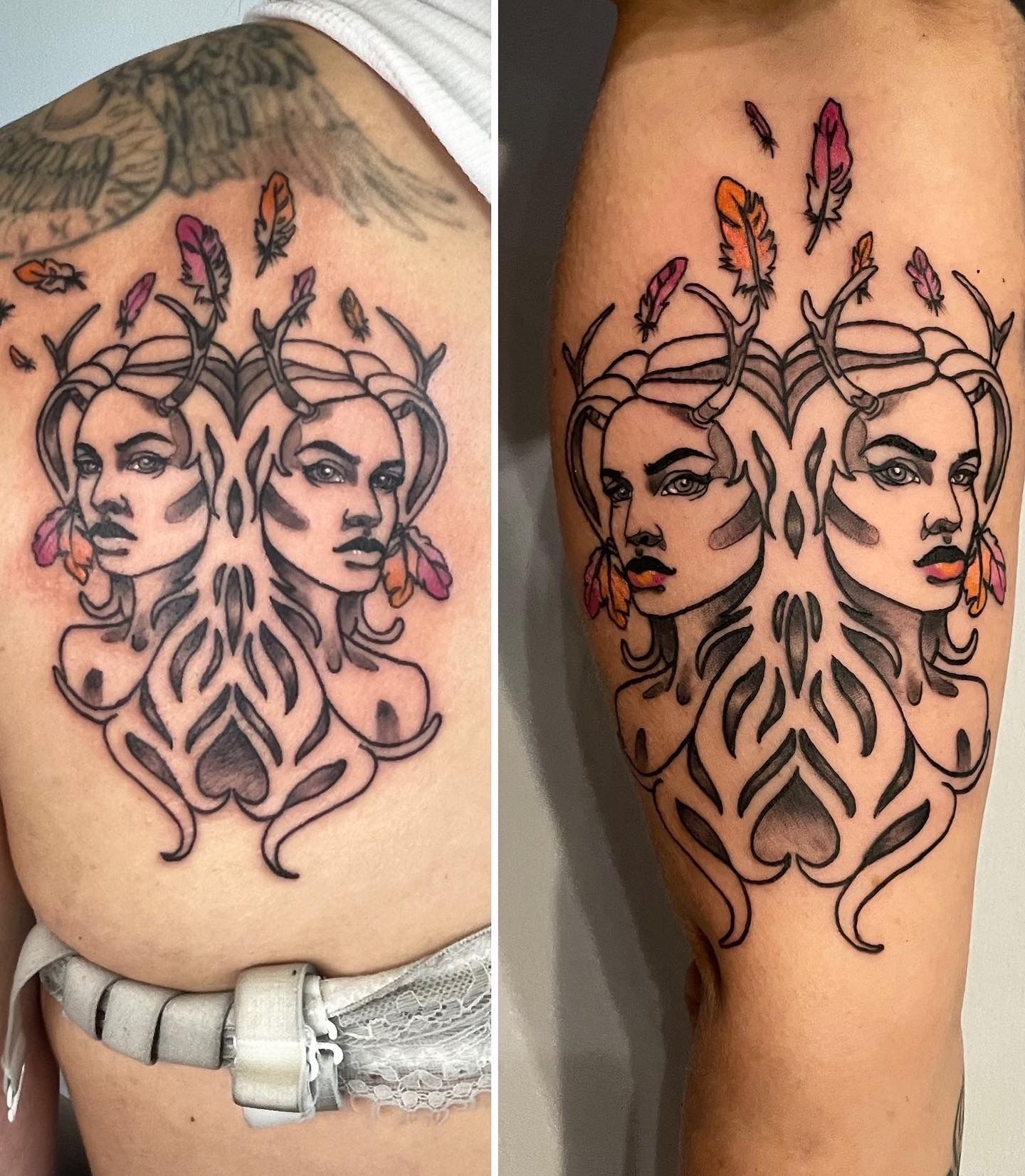 Gemini design for @kaylamaree.k first tattoo .. sat like a rock . . . # tattoo #tattoos #tattooed #tattooedgirls #ink #inked #inkedgirls #... |  Instagram
