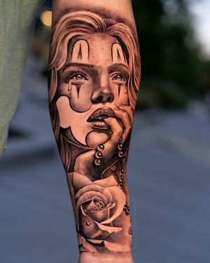 Chicano Style girl with roses 