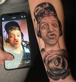 A tribute portrait for her lovely nephew. The rose covers an old tattoo 