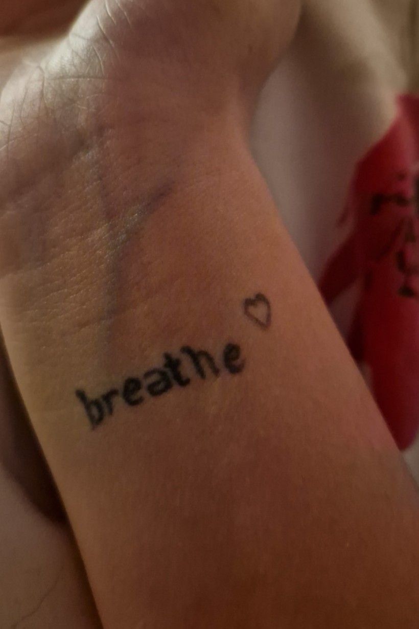 Breathe tattoo, delicate font | Just breathe tattoo, Simplistic tattoos,  Modern tattoos