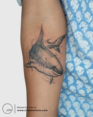 Custom Sketchy Shark Tattoo done by Maverick Fernz at Circle Tattoo India 