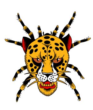 Cheetah spider tattoo flash 