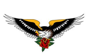 Traditional tattoo eagle and rose 
