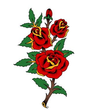 Traditional tattoo rose flash 