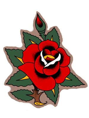 Traditional rose tattoo flash 