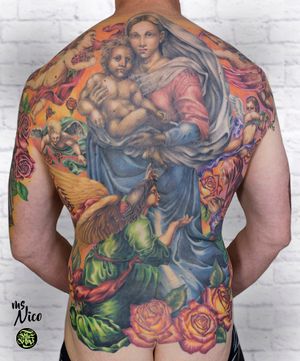 religious full color back piece by miss Nico