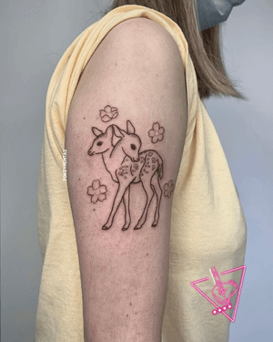 Hand-Poked Two-Headed Deer by Pokeyhontas at KTREW Tattoo - Birmingham UK