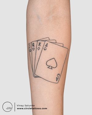 Lineart Card Tattoo done by Vinay Salunke at Circle Tattoo India