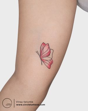 Minimal Butterfly Color Tattoo done by Vinay Salunke at Circle Tattoo India 