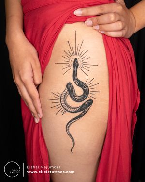 Custom Semi Realism Snake Tattoo done by Bishal Majumder at Circle Tattoo India 