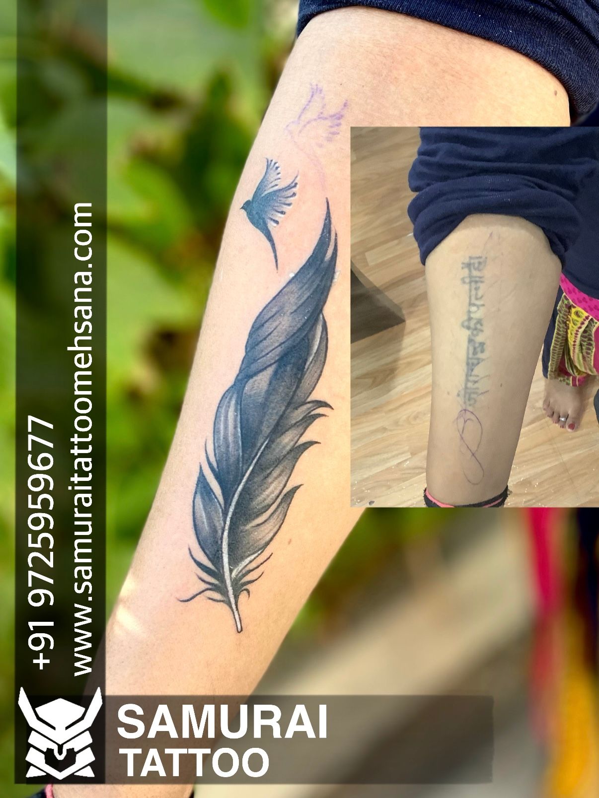 Womens Raylee Small Feather Leaves Temporary Tattoo at MyBodiArt.com