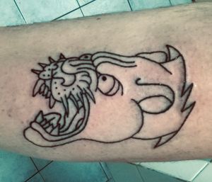 Old traditional panther tattoo I did on my brother 