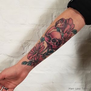 marc lane, flamingo tattoo, skull tattoo, skull flamingo, flamingo skull