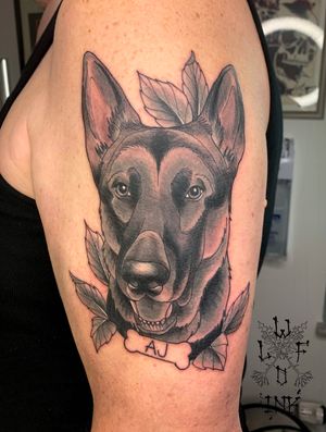 Dog Portrait by Elena Wolf done at Wolf Wood Ink 