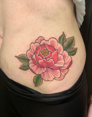 Peony Cover Up Tattoo by Elena Wolf done at Wolf Wood Ink 
