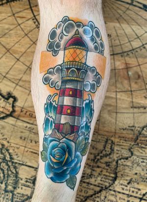 Lighthouse Tattoo by Elena Wolf done at Wolf Wood Ink 