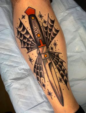 Knife Tattoo by Elena Wolf done at Wolf Wood Ink 