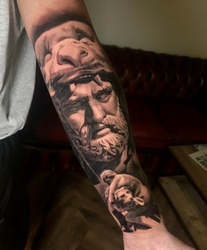 Hercules Portrait Sleeve Tattoo