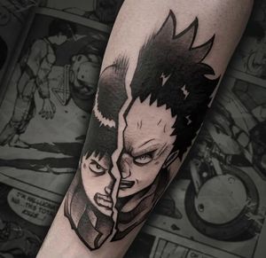 𝗧𝗘𝗧𝗦𝗨𝗢! 𝗞𝗔𝗡𝗘𝗗𝗔! 💊I'm super happy to share with you this #Akira tattoo I did on my dear friend Spyros...Set in a dystopian 2019, Akira tells the story of Shōtarō Kaneda, a leader of a biker gang whose childhood friend, Tetsuo Shima, acquires incredible telekinetic abilities after a motorcycle accident, eventually threatening an entire military complex amid chaos and rebellion in the sprawling futuristic metropolis of Neo-Tokyo.If you haven't watched Akira yet, I'm afraid you must stop whatever you're doing and watch it now!Done at @polisdecay#akiratattoo #animetattoo #tattooartist #mangatattoo #kanedatattoo #tetsuotattoo