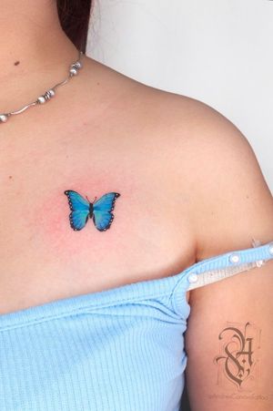 Small blue butterfly.#butterfly #smalltattoo 