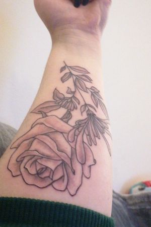 Rose and honeysuckle tattoo 