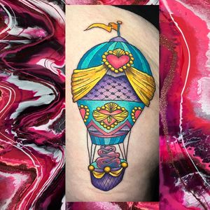 Hot Air Balloon Tattoo Done By Brittany Hayward#tattoo #brittanyhayward #haybrittany #hotairballoon #hotairballoontattoo #colorfultattoo #neotradtattoo #neotrad #neotraditional #neotraditionaltattoo #goldtattoo #purpletattoo #girlytattoo #femininetattoo #feminine #girly #tatuajes #theplasticflamingo #tpf #tattooart #tattooartwork #tattooidea #inked #ink #tattoolife #tattooartist #thightattoo #tattooed #tattooer #inkedup #bodyart #tattooaddict #tattoomodel #tattoodesign #tattooing #tattoostudio #tattooink #tattoostyle #tatuaje #daytonabeach #daytona #daytonatattoo #daytonbeachtattoo #floridatattooartist #floridatattoo