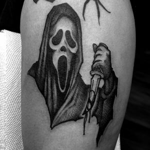 Ghostface Tattoo by Rob Scheyder Jr. Instagram: @enemy_castle Robert Scheyder Jr. Tattoos at Jack Brown’s Tattoo Revival in Fredericksburg, VA 