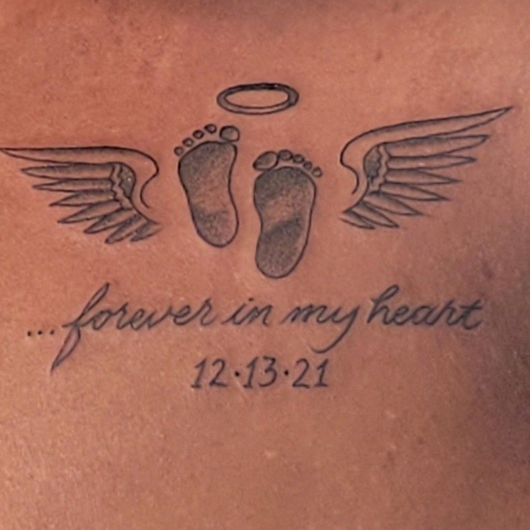 angel baby footprint tattoos