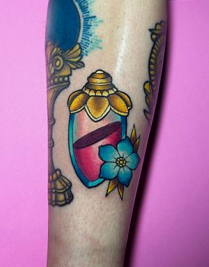 Tattoo Done By Brittany Hayward 
#tattoo #potiontattoo #vialtattoo #pinktattoo #bluetattoo #goldtattoo #tattooshop #tattoostudio #daytona #daytonatattoo #brittanyhayward #haybrittany #tattoolife #inked #tattoodesign #tattooing #tattooist #tattooink #tattoostyle #tatuaje #tattoomodel #colortattoo #bodyart #tattooinspiration #tattooinspo #theplasticflamingo #tpf #daytonabeach #daytonabeachtattoo #tattooartwork #neotrad #neotradtattoo neotraditional #tattooed #tattooartist #tattooideas #tattooer #tattooflash #tattooink #tattoodesign #tattooaddict #tattoomodels #tattoolove #tattoos #legtattoo