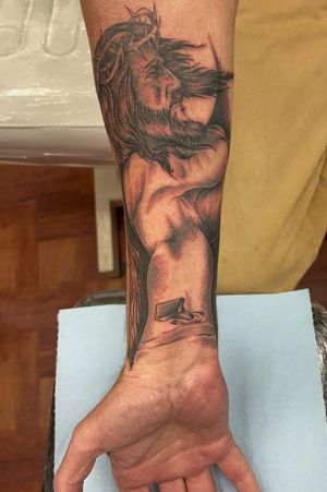 Tattoo uploaded by Jawkneetattoos • 3d jesus using only 3rl. Done by ig:JAWKNEETATTOOS Give a