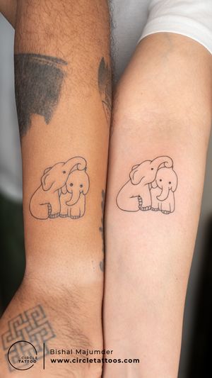Line Art Elephant Tattoo done by Bishal Majumder at Circle Tattoo India 