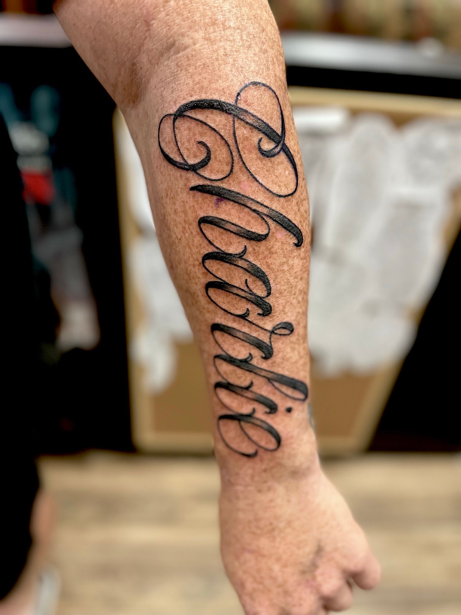 Tattoo uploaded by Maverick Reeve • Script on forearm. • Tattoodo