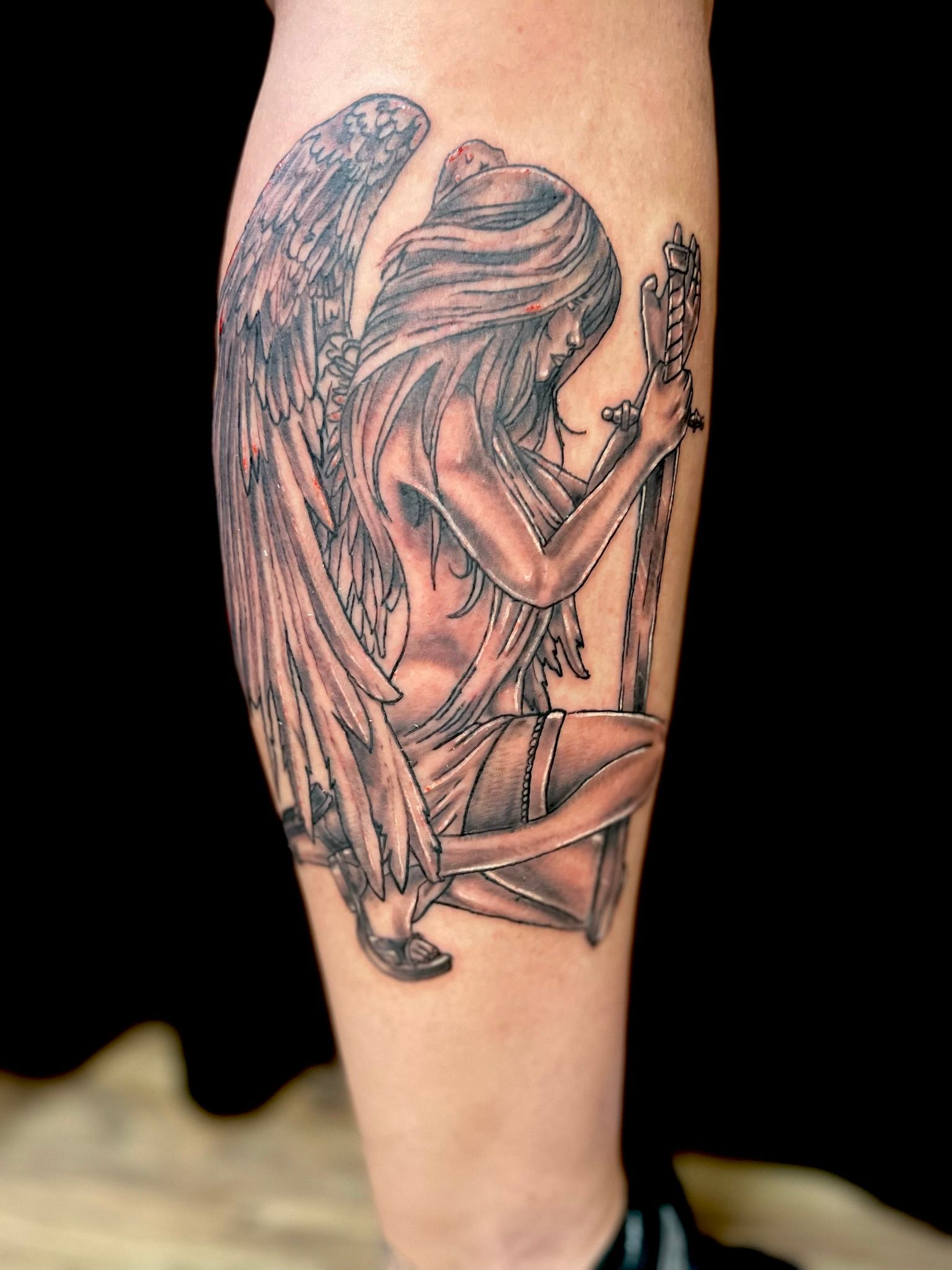 Guardian angel tattoo by George Drone in Los Angeles, California! :  r/TattooArtists