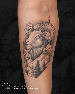 Custom Aries Tattoo done by Maverick Fernz at Circle Tattoo India.